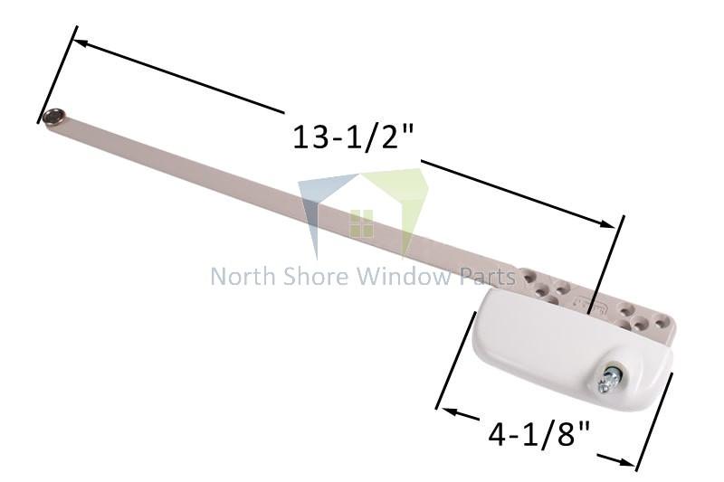 Single-Arm-Casement-Window-Operator-Truth-Hardware-Ellipse-15.31-13-12Arm-Left-White-Roller-steel