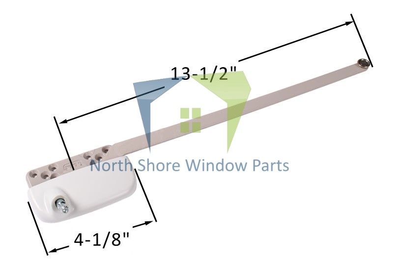 Single-Arm-Casement-Window-Operator-Truth-Hardware-Ellipse-15.31-13-12Arm-right-White-Roller-steel