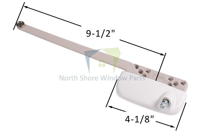 Single-Arm-Casement-Window-Operator-Truth-Hardware-Ellipse-15.31-9-12Arm-Left-White-Roller-steel