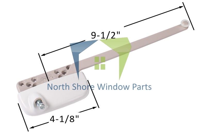 Single-Arm-Casement-Window-Operator-Truth-Hardware-Ellipse-15.31-9-12Arm-rightWhite-Roller-Nylon